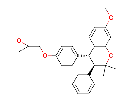 Molecular Structure of 111038-47-2 ((3S,4S)-7-methoxy-2,2-dimethyl-4-[4-(oxiran-2-ylmethoxy)phenyl]-3-phenyl-3,4-dihydro-2H-chromene)