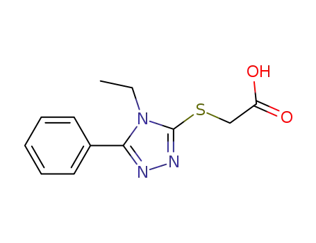 Molecular Structure of 305337-11-5 ((4-ETHYL-5-PHENYL-4 H-[1,2,4]TRIAZOL-3-YLSULFANYL)-ACETIC ACID)