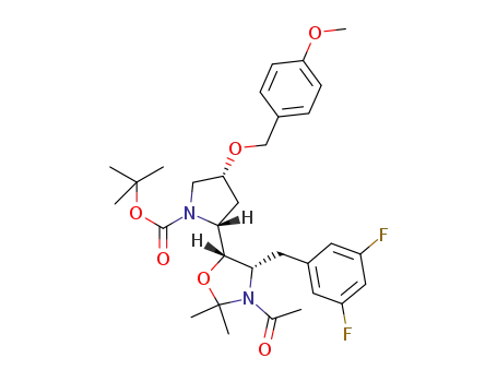 (2R,4R)-2-[(4S,5S)-3-acetyl-4-(3,5-difluorobenzyl)-2,2-dimethyloxazolidin-5-yl]-4-(4-methoxy-benzyloxy)-pyrrolidine-1-carboxylic acid tert-butyl ester