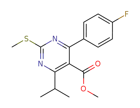 Molecular Structure of 160009-35-8 (Methyl 4-(4-Fluorophenyl)-6-isopropyl-2-(methylthio)pyrimidine-5-carboxylate)