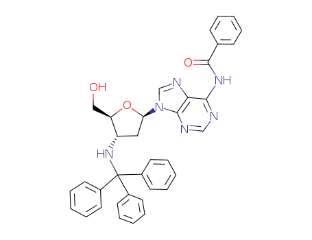 Molecular Structure of 195375-63-4 (Adenosine, N-benzoyl-2',3'-dideoxy-3'-[(triphenylmethyl)amino]-)