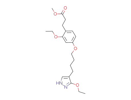Molecular Structure of 628330-40-5 (Benzenepropanoic acid,
2-ethoxy-4-[4-(3-ethoxy-1H-pyrazol-4-yl)butoxy]-, methyl ester)