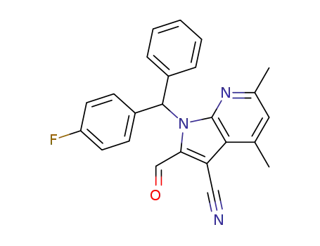 Molecular Structure of 648893-68-9 (1-[(4-fluorophenyl)(phenyl)methyl]-2-formyl-4,6-dimethyl-1H-pyrrolo[2,3-b]pyridine-3-carbonitrile)