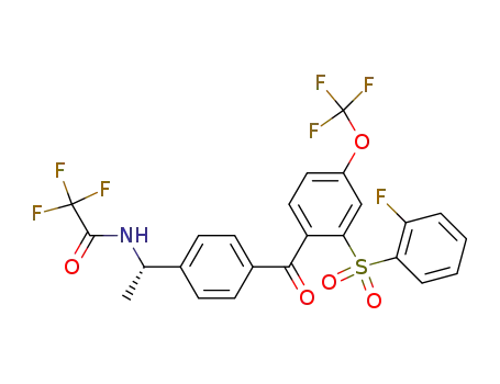 Molecular Structure of 447460-26-6 (2,2,2-trifluoro-<i>N</i>-(1-{4-[2-(2-fluoro-benzenesulfonyl)-4-trifluoromethoxy-benzoyl]-phenyl}-ethyl)-acetamide)