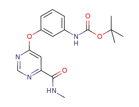 Molecular Structure of 827042-51-3 (Carbamic acid,
[3-[[6-[(methylamino)carbonyl]-4-pyrimidinyl]oxy]phenyl]-,
1,1-dimethylethyl ester)