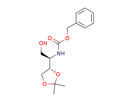 Molecular Structure of 1010701-95-7 ((2R)-2-benzyloxycarbonylamino-2-[(4S)-2,2-dimethyl-1,3-dioxolane-4-yl]ethanol)