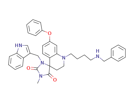 7-phenoxy-3,4-dihydro-1-(4-benzylaminobutyl)-2H-quinoline-4-spiro-5'-1'-(1H-indol-3-ylmethyl)-3'-methyl-imidazolidine-2',4'-dione