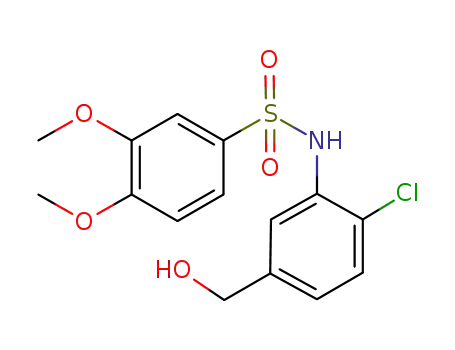 Molecular Structure of 952194-77-3 (N-(2-chloro-5-hydroxymethyl-phenyl)-3,4-dimethoxy-benzenesulfonamide)