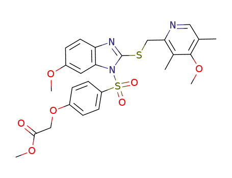 Molecular Structure of 651729-83-8 ([4-(6-methoxy-2-(4-methoxy-3,5-dimethyl-pyridin-2-ylmethylsulfanyl)benzimidazole-1-sulfonyl)-phenoxy]acetic acid methyl ester)