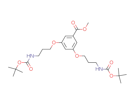 Molecular Structure of 210355-19-4 (3,5-BIS[3-(TERT-BUTYLOXYCARBONYLAMINO)PROPYLOXY]BENZOIC ACID,98%)
