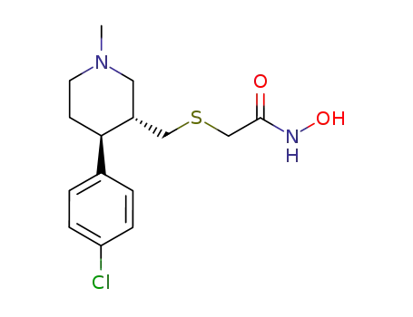 Molecular Structure of 807342-13-8 ((+)-2-[[(3R,4S)-4-(4-chlorophenyl)-1-methylpiperidin-3-yl]methylsulfanyl]-N-hydroxyacetamide)