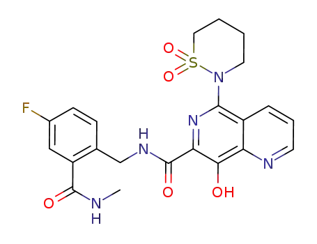 5-(1,1-dioxido-1,2-thiazinan-2-yl)-N-{4-fluoro-2-[(methylamino)carbonyl]benzyl}-8-hydroxy-1,6-naphthyridine-7-carboxamide