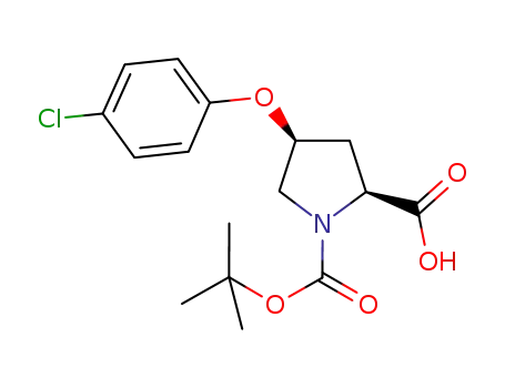 Molecular Structure of 686766-53-0 (1,2-Pyrrolidinedicarboxylic acid, 4-(4-chlorophenoxy)-,
1-(1,1-dimethylethyl) ester, (2S,4S)-)