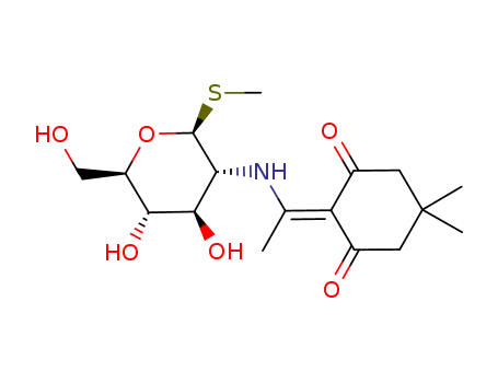 Molecular Structure of 282526-14-1 (.beta.-D-Glucopyranoside, methyl 2-deoxy-2-1-(4,4-dimethyl-2,6-dioxocyclohexylidene)ethylamino-1-thio-)