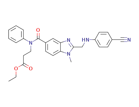 Molecular Structure of 211915-73-0 (1-methyl-2-[N-(4-cyanophenyl)-aminomethyl]-benzimidazol-5-yl-carboxylic acid-N-phenyl-N-(2-ethoxycarbonylethyl)-amide)