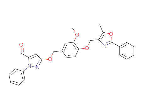 1H-Pyrazole-5-carboxaldehyde,
3-[[3-methoxy-4-[(5-methyl-2-phenyl-4-oxazolyl)methoxy]phenyl]methoxy]
-1-phenyl-