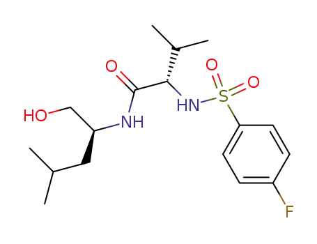 Molecular Structure of 438003-82-8 ((2S)-2-((4-fluorophenyl)sulfonylamino)-N-((1S)-1-(hydroxymethyl)-3-methylbutyl)-3-methylbutanamide)
