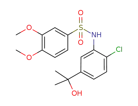 Molecular Structure of 952194-81-9 (N-[2-chloro-5-(1-hydroxy-1-methyl-ethyl)-phenyl]-3,4-dimethoxy-benzenesulfonamide)