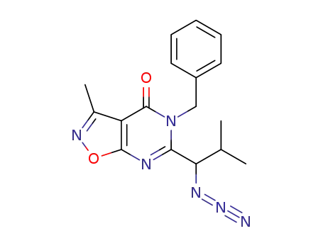 Molecular Structure of 758722-19-9 (Isoxazolo[5,4-d]pyrimidin-4(5H)-one,
6-(1-azido-2-methylpropyl)-3-methyl-5-(phenylmethyl)-)