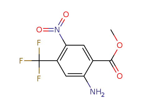 Molecular Structure of 875155-19-4 (Benzoic acid, 2-amino-5-nitro-4-(trifluoromethyl)-, methyl ester)