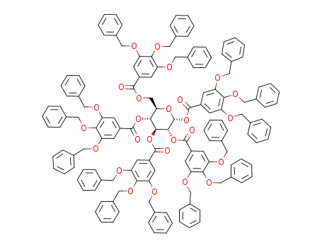 Molecular Structure of 70424-95-2 (1,2,3,4,6-pentakis-O-(3’,4’,5’-tribenzyloxybenzoyl)-α-D-glucopyranose)