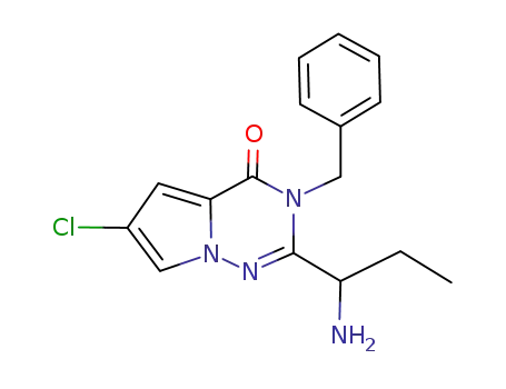 (+/-)-2-(1-aminopropyl)-3-benzyl-6-chloro-3-H-pyrrolo[2,1-f][1,2,4]triazine-4-one