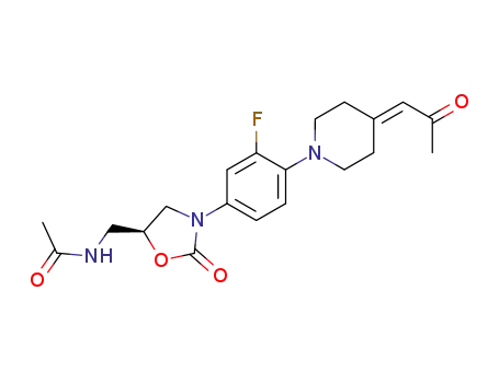 Molecular Structure of 685570-78-9 (Acetamide,
N-[[(5S)-3-[3-fluoro-4-[4-(2-oxopropylidene)-1-piperidinyl]phenyl]-2-oxo-
5-oxazolidinyl]methyl]-)