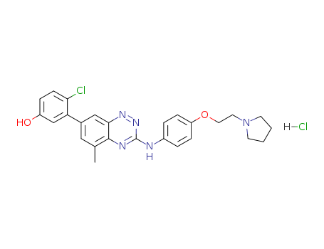 Phenol, 4-chloro-3-[5-methyl-3-[[4-[2-(1-pyrrolidinyl)ethoxy]phenyl]amino]-1,2,4-benzotriazin-7-yl]-, HCl salt