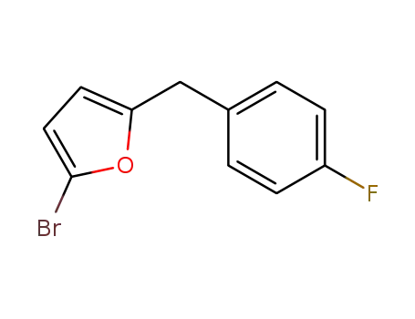 Molecular Structure of 154355-81-4 (Furan, 2-bromo-5-[(4-fluorophenyl)methyl]-)