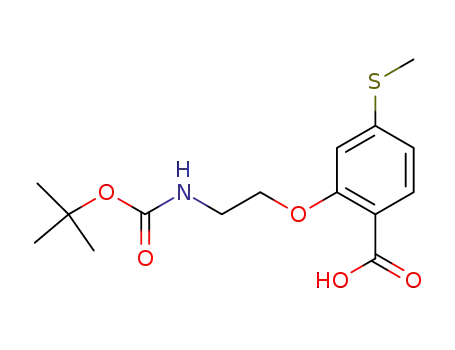 Molecular Structure of 809287-62-5 (Benzoic acid,
2-[2-[[(1,1-dimethylethoxy)carbonyl]amino]ethoxy]-4-(methylthio)-)