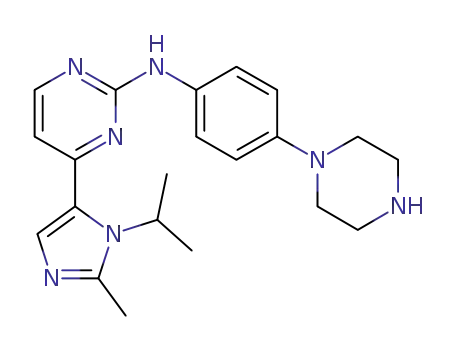 Molecular Structure of 862682-63-1 (2-[4-(piperazin-1-yl)anilino]-4-(1-isopropyl-2-methyl-1H-imidazol-5-yl)pyrimidine)