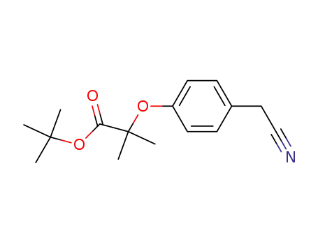 Molecular Structure of 627096-96-2 (Propanoic acid, 2-[4-(cyanomethyl)phenoxy]-2-methyl-,
1,1-dimethylethyl ester)