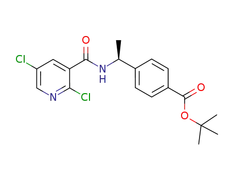 Molecular Structure of 847729-04-8 (Benzoic acid,4-[(1S)-1-[[(2,5-dichloro-3-pyridinyl)carbonyl]amino]ethyl]-,1,1-dimethylethyl ester)