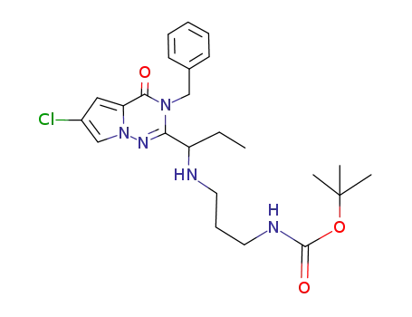 (+/-)-N-(3-N-BOC-aminopropyl)-N-[1-(3-benzyl-6-chloro-4-oxo-3,4-dihydropyrrolo [2,1-f][1,2,4]triazine-2-yl)]propylamine