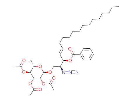 (2S,3R,4E)-2',3',4'-tri-O-acetyl-α-L-rhamnopyranosyl-(1'->1)-2-azido-3-O-benzoyl-4-octadecene-1,3-diol