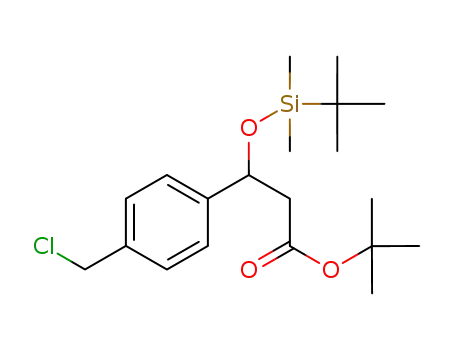 Molecular Structure of 839718-27-3 (tert-butyl 3-(tert-butyldimethylsilyl)oxy-3-(4-chloromethylphenyl)propionate)