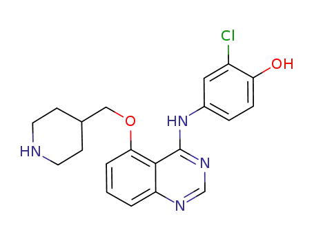 Molecular Structure of 848482-50-8 (Phenol, 2-chloro-4-[[5-(4-piperidinylmethoxy)-4-quinazolinyl]amino]-)