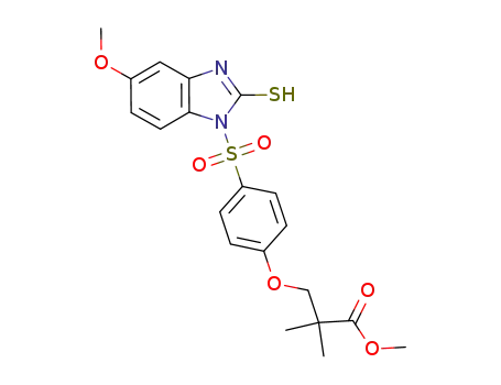 Molecular Structure of 651729-74-7 (3-[4-(2-mercapto-5-methoxy-benzimidazole-1-sulfonyl)-phenoxy]-2,2-dimethyl-propionic acid methyl ester)