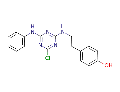 Molecular Structure of 189249-70-5 (Phenol, 4-[2-[[4-chloro-6-(phenylamino)-1,3,5-triazin-2-yl]amino]ethyl]-)