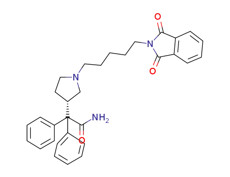 Molecular Structure of 864766-81-4 (2-{(S)-1-[5-(1,3-Dioxo-1,3-dihydroisoindol-2-yl)pentyl]pyrrolidin-3-yl}-2,2-diphenylacetamide)