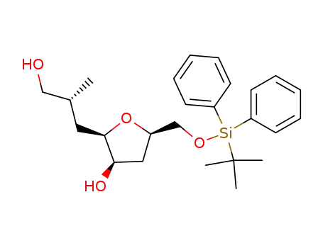 Molecular Structure of 799296-74-5 ((2R,3R,5R)-5-(tert-Butyl-diphenyl-silanyloxymethyl)-2-((R)-3-hydroxy-2-methyl-propyl)-tetrahydro-furan-3-ol)