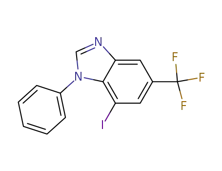 Molecular Structure of 159724-30-8 (1H-Benzimidazole, 7-iodo-1-phenyl-5-(trifluoromethyl)-)