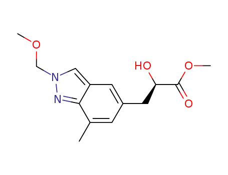 Molecular Structure of 855778-06-2 ((R)-methyl 2-hydroxy-3-(2-(methoxymethyl)-7-methyl-2H-indazol-5-yl)propanoate)
