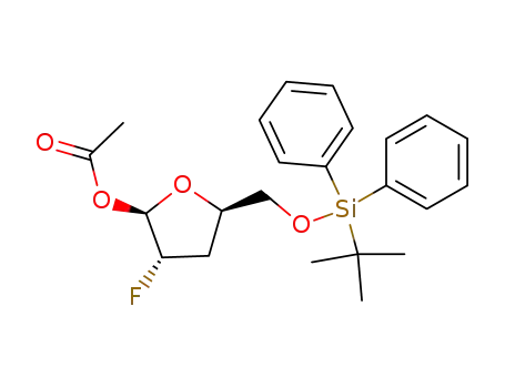 Molecular Structure of 202272-29-5 (1-O-acetyl-5-O-(t-butyldiphenylsilyl)-2,3-dideoxy-2-fluoro-(L)-erythron-pentofuranose)