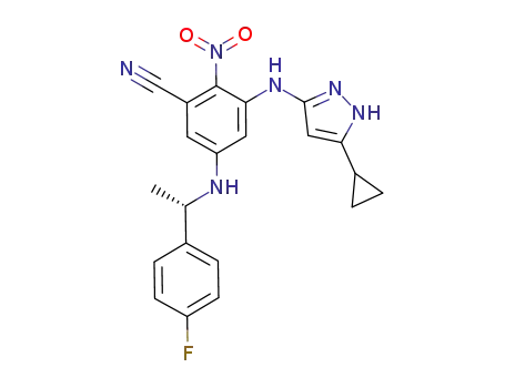 (S)-3-(5-cyclopropyl-1H-pyrazol-3-ylamino)-5-[1-(4-fluoro-phenyl)-ethylamino]-2-nitro-benzonitrile