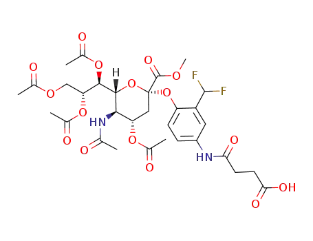 4-acetoxy-5-(acetylamino)-2-{4-[(3-carboxypropionyl)amino]-2-(difluoromethyl)phenoxy}-6-(1,2,3-triacetoxypropyl)tetrahydropyran-2-carboxylic acid methyl ester