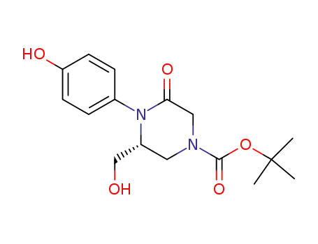 1-Piperazinecarboxylic acid,
3-(hydroxymethyl)-4-(4-hydroxyphenyl)-5-oxo-, 1,1-dimethylethyl ester,
(3R)-