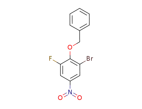 Molecular Structure of 864775-89-3 (Benzene, 1-bromo-3-fluoro-5-nitro-2-(phenylmethoxy)-)