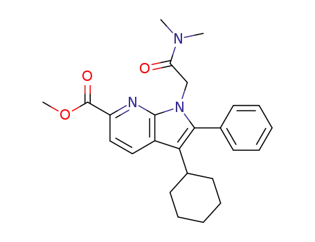 Molecular Structure of 774213-96-6 (methyl 3-cyclohexyl-1-[2-(dimethylamino)-2-oxoethyl]-2-phenyl-1H-pyrrolo[2,3-b]pyridine-6-carboxylate)