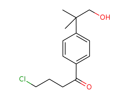 Molecular Structure of 169280-25-5 (1-Butanone, 4-chloro-1-[4-(2-hydroxy-1,1-dimethylethyl)phenyl]-)